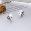 wholesale S925 Sterling Silver European and American Cross-Border Minimalist Unisex English Pattern Cross Design Trendy Earrings-0-1