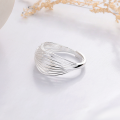 wholesale S925 Sterling Silver Fashion European and American Cross-Border Multi-Line Twisted Irregular Minimalist Style Versatile Ring for Women-0-4