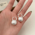 wholesale S925 sterling silver matte ball earrings for women, new Korean Dongdaemun small trendy handcrafted earrings-0-1