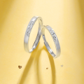 wholesale S925 Sterling Silver "Vows of Love" Couple Rings, Men and Women Matching Set, Minimalist and High-End Matching Rings for 520 Valentine's Day Gift-0-0