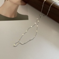 wholesale S925 Sterling Silver Shimmering Flash Disc Necklace French Minimalist Adjustable Simple Collarbone Chain for Commuting-0-1