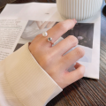 wholesale S925 silver Korean-style trendy luxury round pearl unique creative design open ring-0-3
