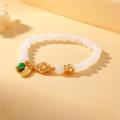 wholesale S925 sterling silver agate beaded bracelet for women, new Chinese style, elegant and blessed, with white jade beads-0-1