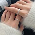 wholesale 999 Silver Ring New Style Simple Small Fashion Commuting Matte Twisted Couple Rings R02324-0-1