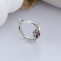 wholesale S925 Sterling Silver Vintage Distressed English Thin Loop Connected Chain Small Lantern Creative Open Ring for Women-0-0
