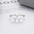 wholesale S925 Sterling Silver Sweet Style Internet-Famous Bow-Shaped Adjustable Ring Fairy Versatile Gentle Index Finger Ring-0-2