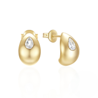 wholesale 925 Sterling Silver New Classic Minimalist Round C-shape Zircon Stud Earrings, Korean Style-Gold#4 925 silver