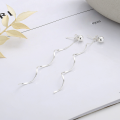 wholesale S925 Sterling Silver Korean-style Elegant Streamer Design Long Layered Tassel Versatile Lady Earrings-0-1