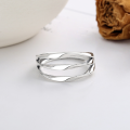 wholesale S925 sterling silver geometric minimalist niche design wavy line twisted fashion personality open ring-0-1