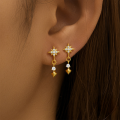 wholesale S925 Sterling Silver Star Moon Pearl Moonstone Zircon Inlaid Stud Earrings,-0-2