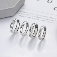 wholesale Sterling Silver Retro Antique Auspicious Clouds Tight Hoop Couple Rings, Ultimate Treasure National Tide Design Open Ring-YJ1316M polished (female) / about 3 grams &gt; opening adjustable