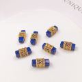 wholesale S925 silver gold-plated natural lapis lazuli accessories cylinder square tube bead drop pendant bracelet string DIY semi-finished products-0-10