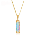 wholesale S925 Sterling Silver Japanese Minimalist Style Geometric Cylinder Opal Pendant Fashion Trendy Necklace Wholesale Supplier-0-0