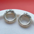 wholesale 999 Silver Jewelry Accessories Dragon Phoenix Running Ring Bead Ring Connector Ring Auspicious Cloud Round Ring DIY Bracelet String Accessories-0-9
