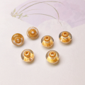 wholesale S925 gold-plated silver natural white crystal and smoky quartz double-loop square bow charm spacer bead for handcrafted DIY-0-9