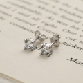 wholesale S925 Sterling Silver Four-Prong Zircon Ear Studs Fashion Minimalist Personality Trendy Sweet and Cool INS Daily Wear Earrings-0-3