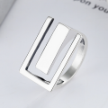 wholesale S925 Sterling Silver Korean Style Minimalist Geometric E Letter Ring, Ins Light Luxury Versatile Trendy Women's Ring-0-0