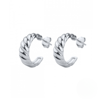 wholesale S925 Sterling Silver Fashion Croissant C-shaped Hoop Earrings, Cross-border Bestseller, Trendy Ins Style-Platinum