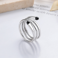 wholesale S925 Sterling Silver Multi-Layer Black Resin Open Ring, Trendy Hip-Hop Street Style Index Finger Ring-1098J/approx. 6.6g Adjustable opening