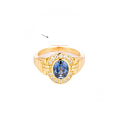 wholesale S925 Silver Plated 18k Gold Vintage Jewelry Cultivated Sapphire Cornflower Blue 6*8mm Oval Closed Ring-0-5