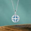 wholesale 925 Sterling Silver Wen-Chuang Design Eaves Tile Pattern Turquoise Women's Trendy High-End Gift for Mom New Chinese Style Necklace-0-5