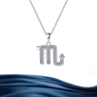 wholesale S925 Sterling Silver Wholesale Scorpio Constellation Full Moissanite Necklace for Women High-End Silver Jewelry Accessories-Scorpio (D-color moissanite)  925 silver