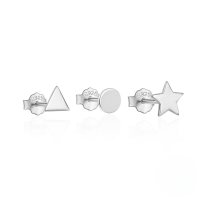 wholesale 925 Sterling Silver Geometric Star And Moon Zircon-pearl Earring Set, Hot-selling In Europe And America-3-piece set - Platinum #2 925 silver