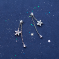 wholesale S925 silver earrings for women with inlaid diamonds, five-petal flower, elegant back-hook floral earrings G0585-0-1