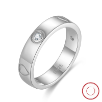 wholesale S925 Sterling Silver, White Zircon 14k Gold Plated Minimalist Ring Factory Direct Wholesale-Platinum, 3.34g No. 5