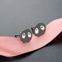 wholesale S925 sterling silver unisex small cute creative cartoon trendy adorable black soot earrings studs-S925 Silver Earrings-with Plastic Earplugs>925 Silver