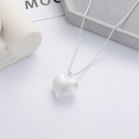 wholesale S925 Silver Fashion-Forward Minimalist Korean-Style Large Heart Brushed Finish Bead Chain Versatile and Personalized Necklace-YL602/approx. 8.1g 925 silver