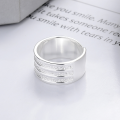 wholesale S925 Sterling Silver Wide-Banded Matte Striped Ring, Fashionable Light Luxury European and American Cross-Border Design Unisex Ring-0-2
