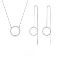 wholesale 925 Sterling Silver Geometric Circle Zircon Inlay Necklace and Earring Set for Cross-Border Europe and America-0-0
