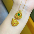 wholesale S925 silver gold-plated natural A-grade jade pendant necklace with gourd and butterfly design-0-3