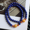 wholesale Gold-filled, high-quality, lapis lazuli natural stone, approximately 6mm, imperial blue, single-strand bracelet, minimal white, slight gold flecks, factory wholesale-0-3