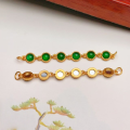 wholesale S925 silver gold-plated natural yang green jade six-link DIY bracelet semi-finished round pendant drop-0-7
