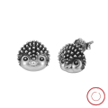 wholesale S925 Sterling Silver Cloud-Pull Earrings, Retro Cute Oxidized Silver Hedgehog Studs, Cross-Border Direct from Manufacturer-0-5