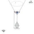wholesale 925 Sterling Silver Evil Eye Necklace with Zircon, Niche Luxury High-End European and American Foreign Trade Jewelry Wholesale-0-19