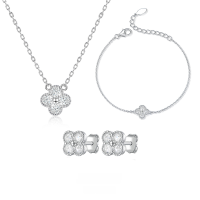 wholesale 925 Sterling Silver Four-Leaf Clover Bracelet with Ice-Cut High-Carbon Diamonds, Ins-Style Niche Premium Lucky Necklace-Bracelet 925 Silver