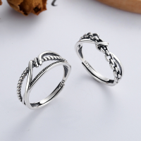 wholesale S925 Sterling Silver Geometric Irregular Design Twist Knot Interlocking Chain Open Ring Unisex-YFJ339/B model is approximately 1.96 grams. The opening is adjustable.