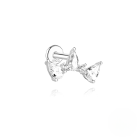 wholesale Sterling Silver With Rhinestones, Tassel, Threaded Flat-back Ear Bone Stud Earrings,。-Single platinum #3