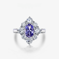 wholesale Metal Material: 925 Sterling Silver Popular Style Sapphire Ring with 15ct 6*9 Oval Cut Gemstone and Luxurious Halo Diamond Setting-Tanzanite 6*9【R-1207】 9