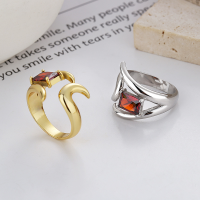 wholesale S925 sterling silver creative irregular red zirconia open ring,-D192/Gold color Approx. 4.5g &gt; Opening adjustable