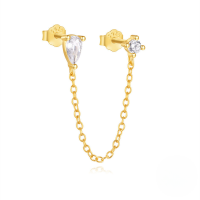 wholesale S925 Sterling Silver Geometric Evil Eye Zircon Earrings With Crystal Accents-Single gold #4&gt;925 silver