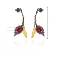wholesale S925 Sterling Silver Designer High-End Floral Earrings, Natural Style Design with Natural Garnet Stud Earrings-0-0