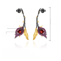 wholesale S925 Sterling Silver Designer High-End Floral Earrings, Natural Style Design with Natural Garnet Stud Earrings-Natural amethyst earrings