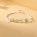 wholesale S925 Sterling Silver YaXi Crushed Silver Fu Pendant Hetian Jade Bracelet for Women, New Chinese Minimalist Design Crushed Silver Bracelet, Guochao Style-0-1