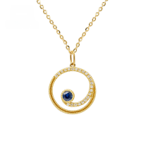 wholesale 18K Gold Japanese-style Niche Light Luxury Versatile Daily Wear High Sapphire Full-cut Diamond Necklace Jewelry Wholesale-High Sapphire Necklace 18K