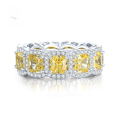 wholesale S925 sterling silver new simulated high carbon diamond 5*5 radiant cut luxurious halo ring-0-0