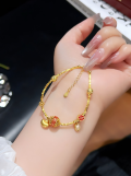 wholesale Gold-plated S925 Sterling Silver Small Fragmented Beads Bracelet, Minimalist Design, Elegant Bangle, Valentine's Day Gift for 520-0-7